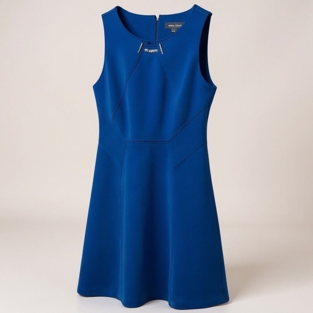 Ivanka Trump Blue Sleeveless Fit Flare Dress Women's Size 10 Career Work
